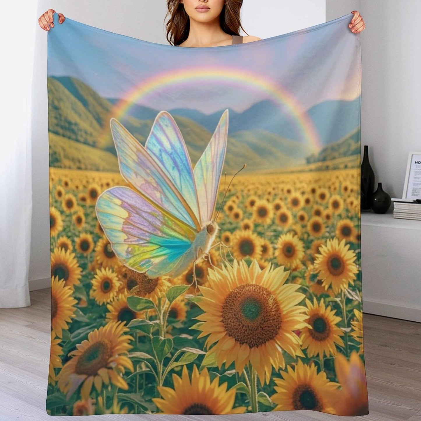 Blanket Cover Warm And Cozy Plush Flannel Blanket with Cute Butterfly Print for Sofa Living Room Blanket