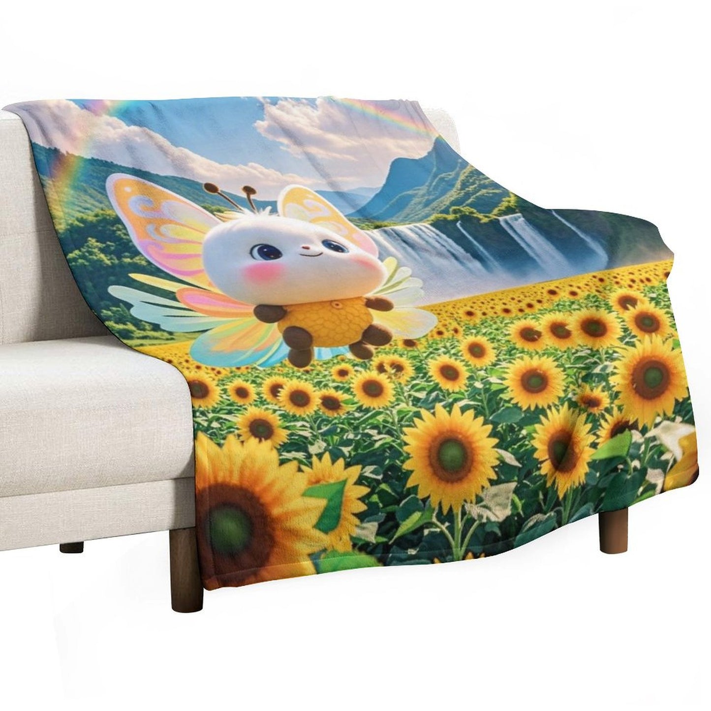 Blanket Cover Warm And Cozy Plush Flannel Blanket with Cute Butterfly Print for Sofa Living Room Blanket