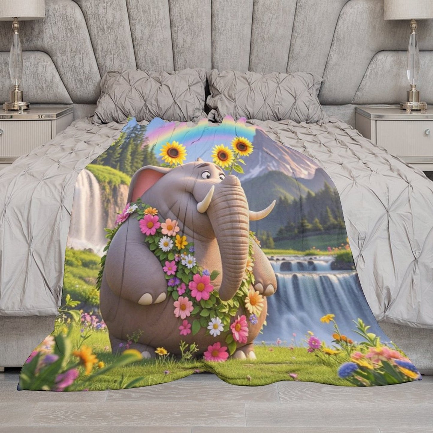 Blanket Cover Warm And Cozy Plush Flannel Blanket with Cute Floral Walrus Print for Sofa Living Room Blanket