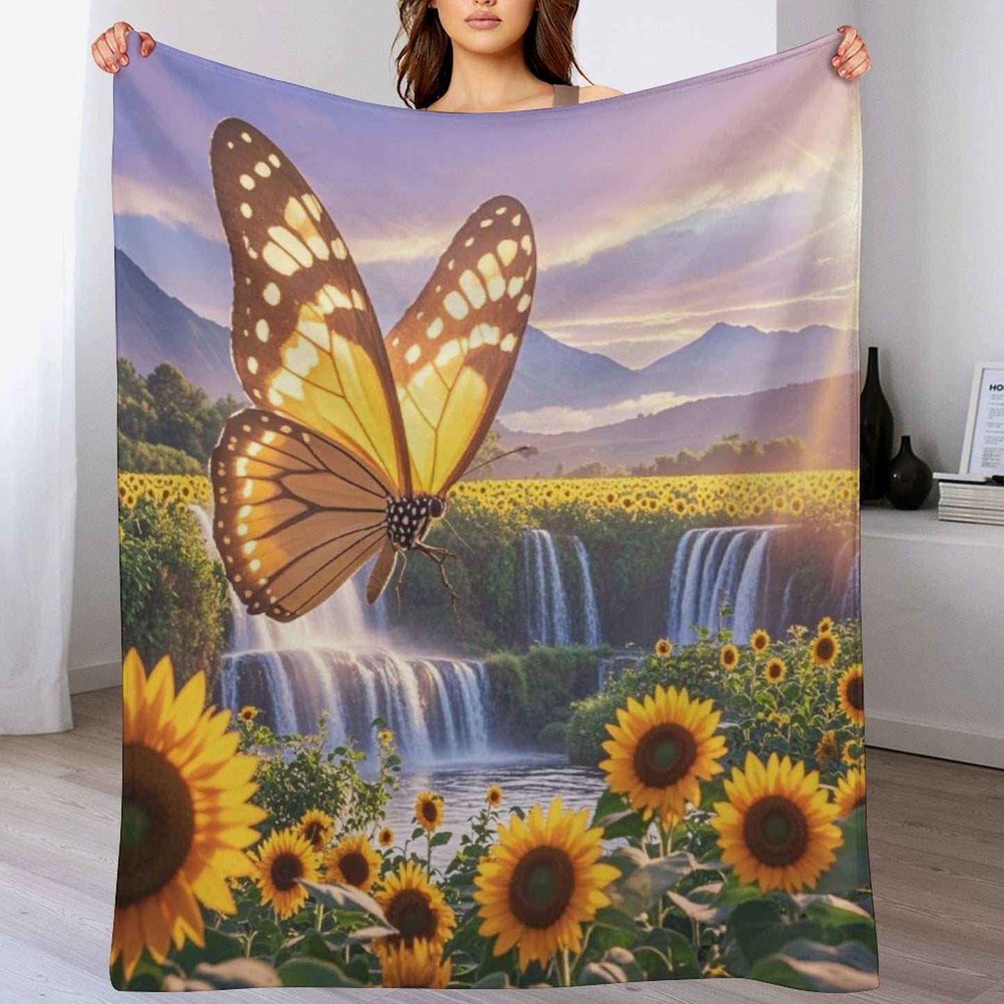 Blanket Cover Warm And Cozy Plush Flannel Blanket with Cute Butterfly Print for Sofa Living Room Blanket