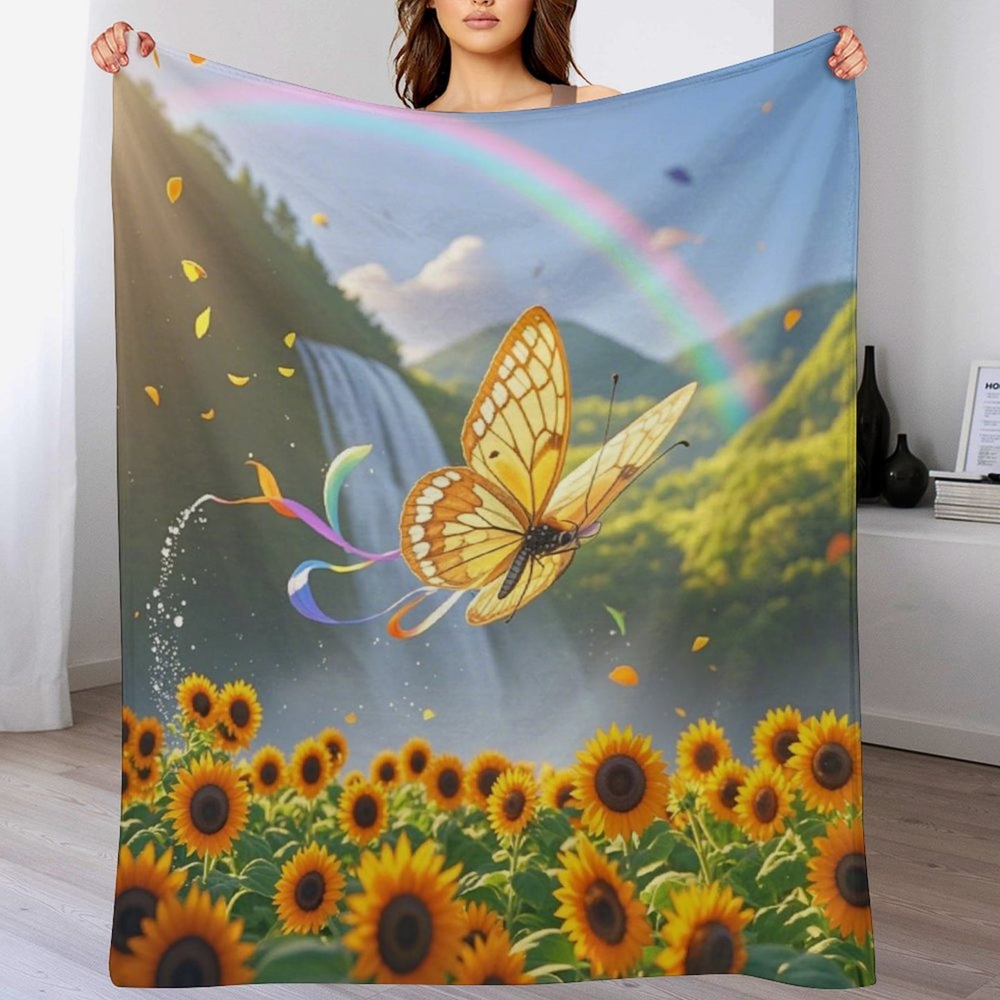 Blanket Cover Warm And Cozy Plush Flannel Blanket with Cute Butterfly Print for Sofa Living Room Blanket