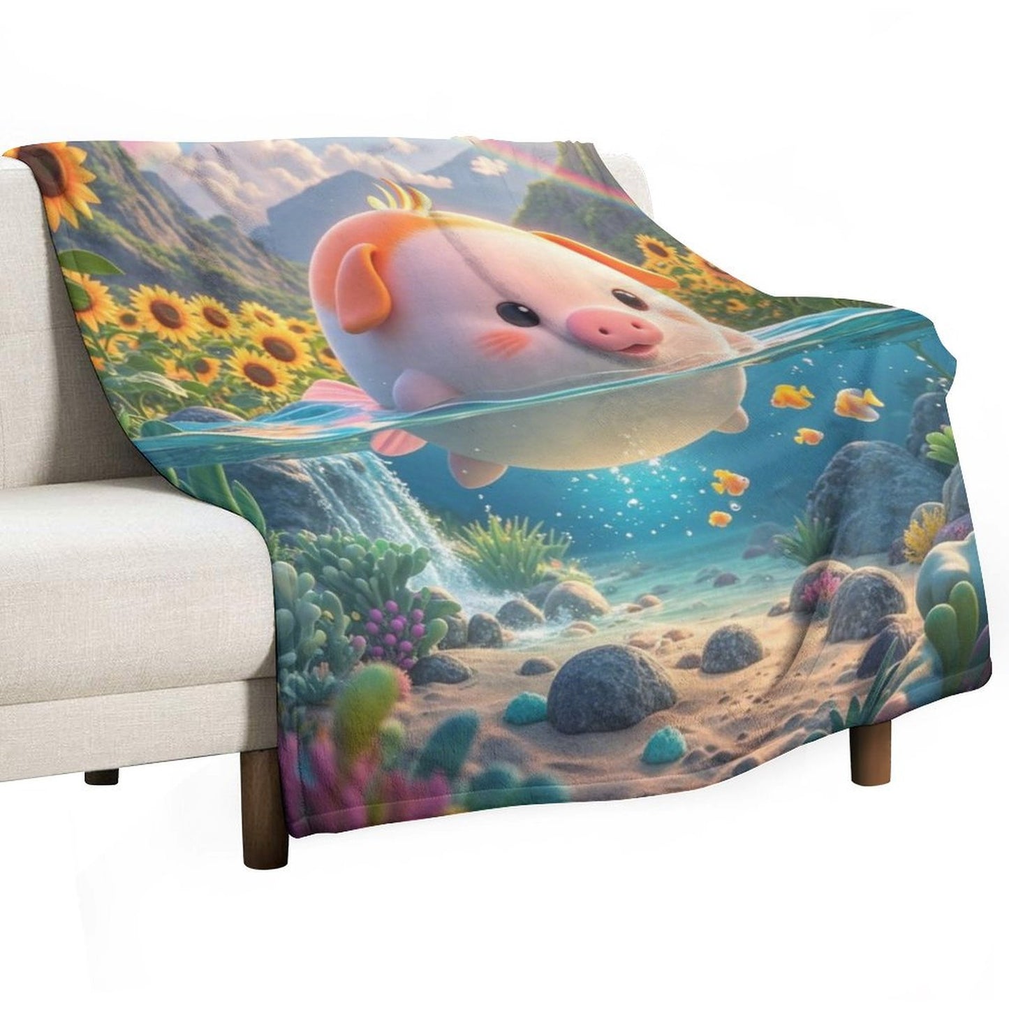 Blanket Cover Warm And Cozy Plush Flannel Blanket with Cute Warm Light Dolphin Print for Sofa Living Room Blanket