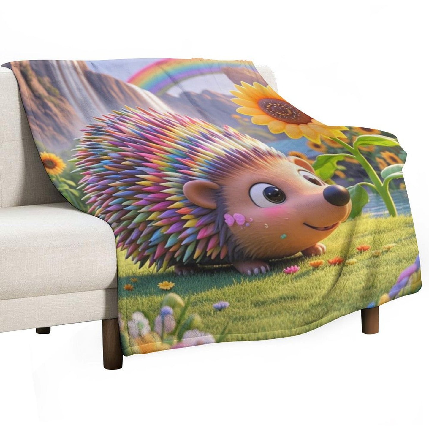 Blanket Cover Warm And Cozy Plush Flannel Blanket with Cute Cute Hedgehog Print, Suitable for Sofa Living Room Blanket