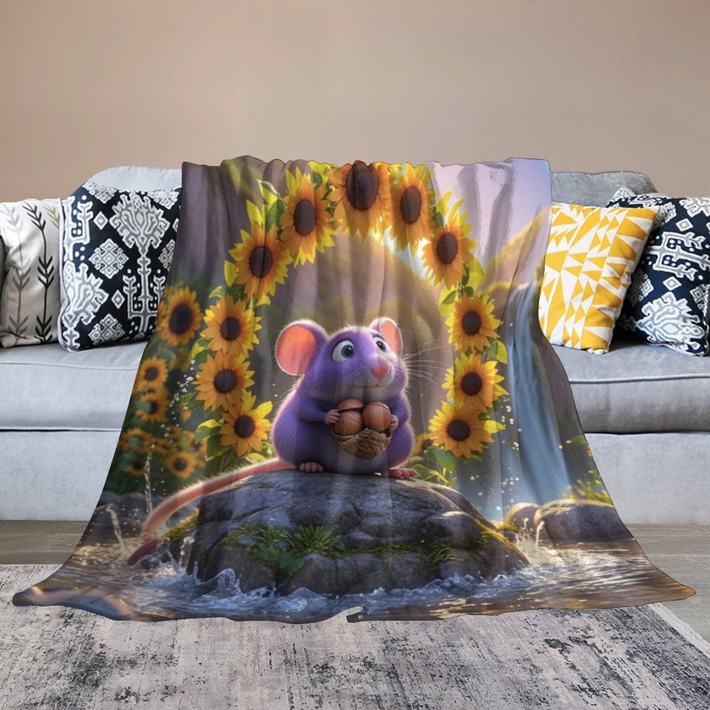 Blanket Cover Warm And Cozy Luxury Flannel Blanket Taro Mouse Print Or Sofa Living Room Blanket