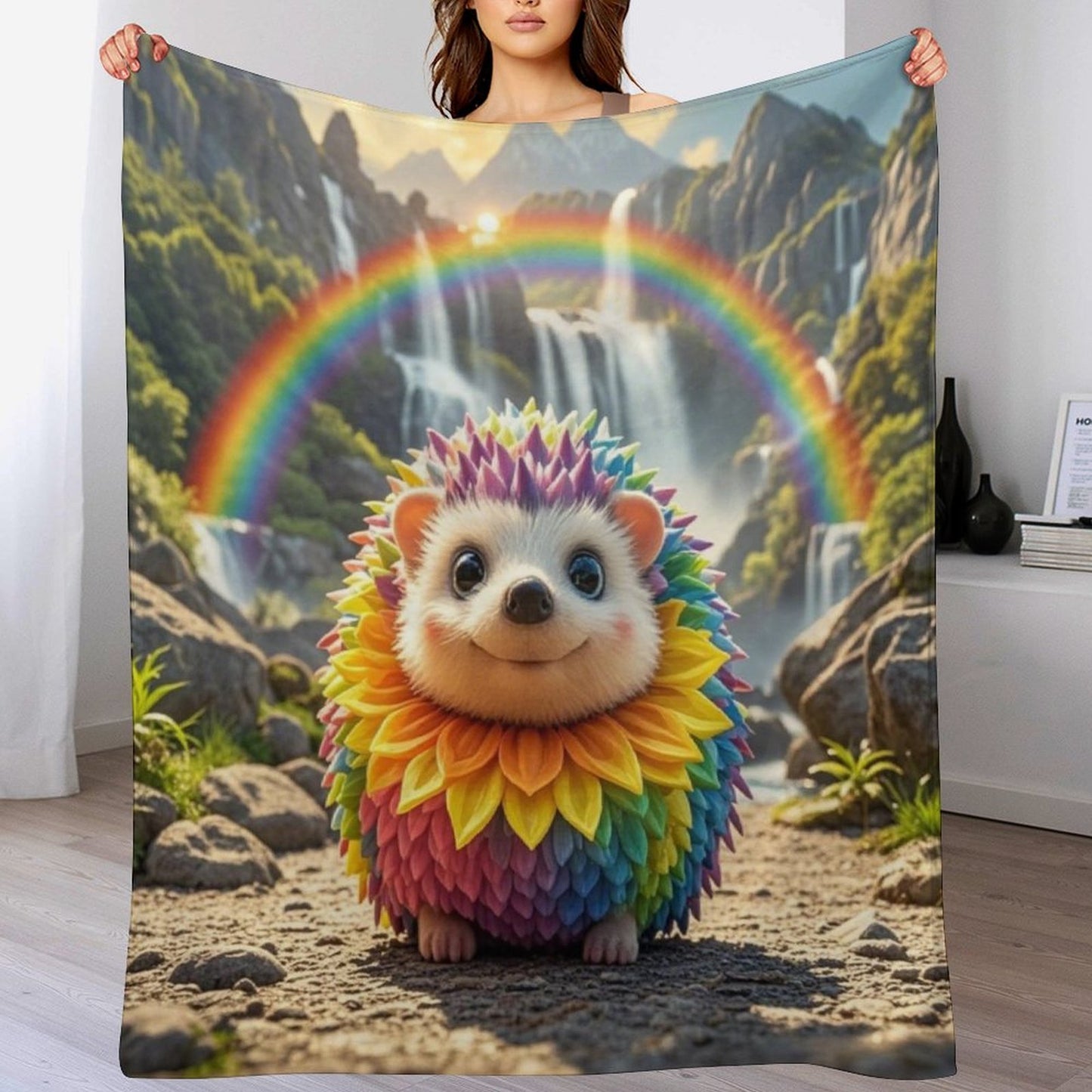 Blanket Cover Warm And Cozy Plush Flannel Blanket with Cute Cute Hedgehog Print, Suitable for Sofa Living Room Blanket