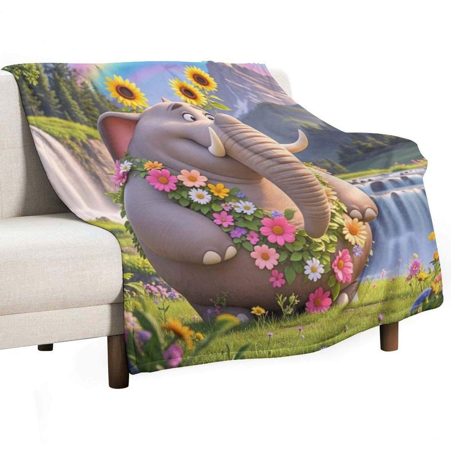 Blanket Cover Warm And Cozy Plush Flannel Blanket with Cute Floral Walrus Print for Sofa Living Room Blanket