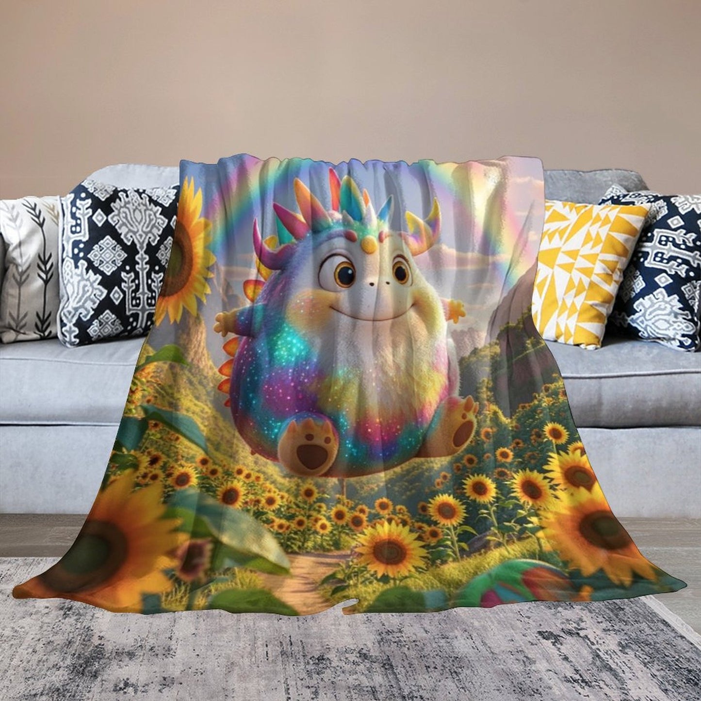 Blanket Cover Warm And Cozy Foot Bath Luxury Flannel Blanket with Cute Colorful Pattern Or Sofa Living Room Blanket