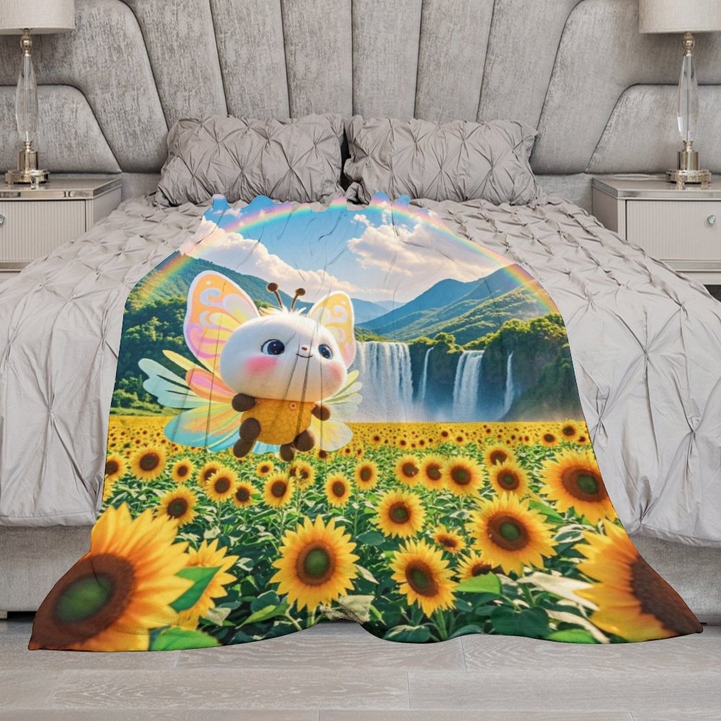 Blanket Cover Warm And Cozy Plush Flannel Blanket with Cute Butterfly Print for Sofa Living Room Blanket