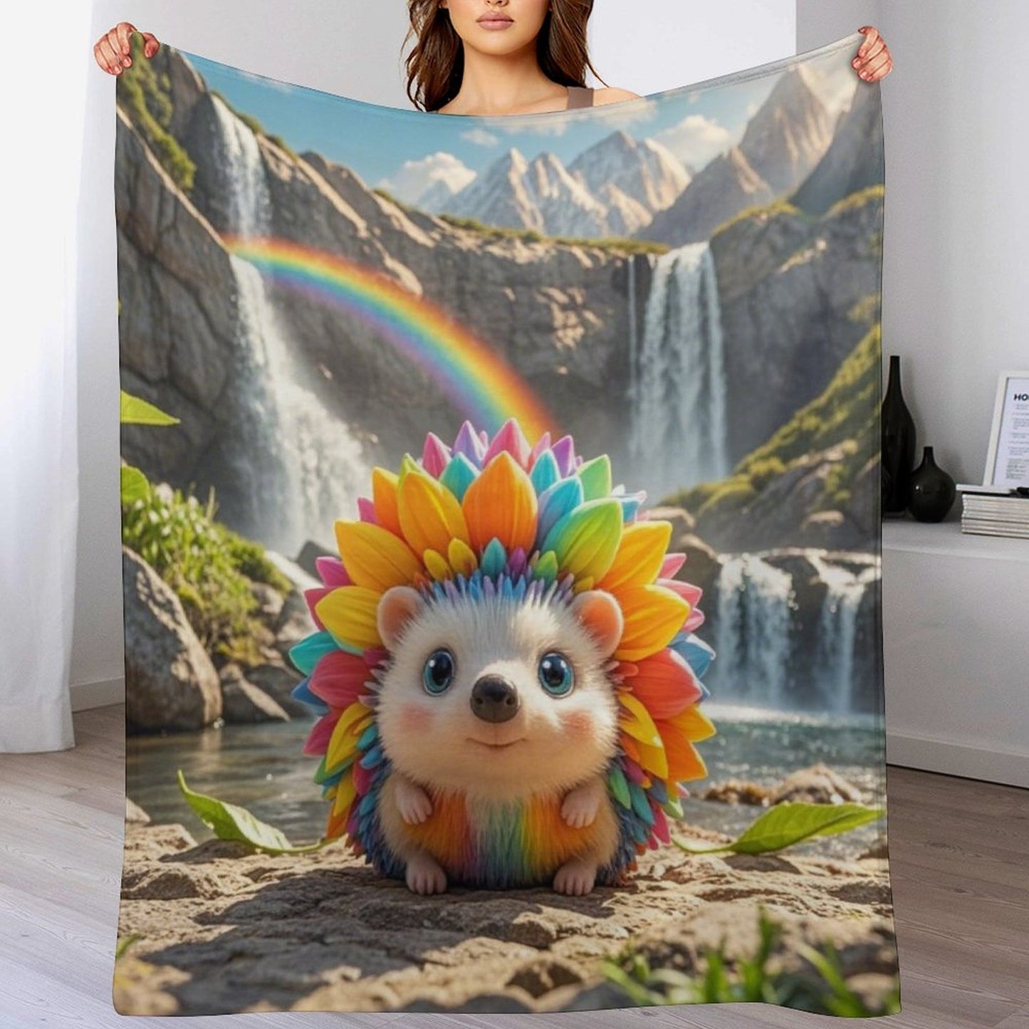 Blanket Cover Warm And Cozy Plush Flannel Blanket with Cute Cute Hedgehog Print, Suitable for Sofa Living Room Blanket