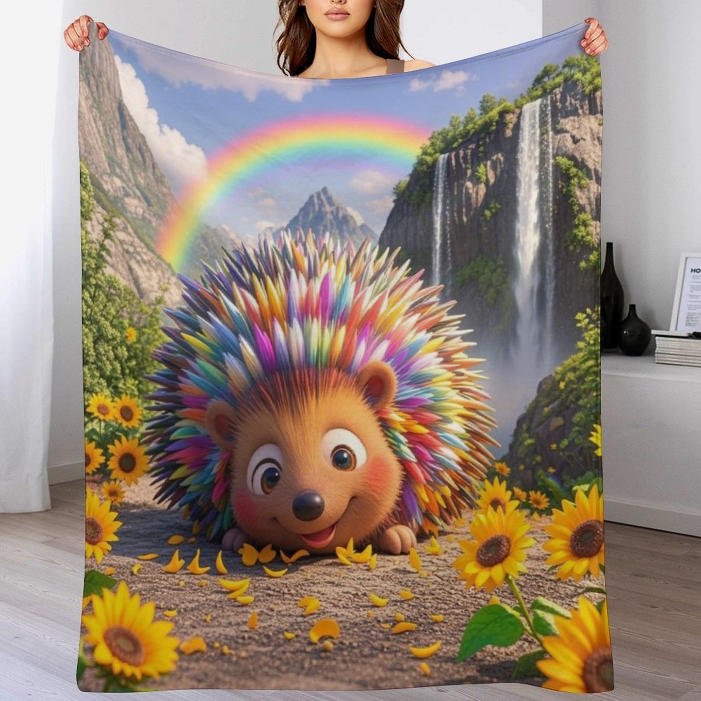 Blanket Cover Warm And Cozy Plush Flannel Blanket with Cute Cute Hedgehog Print, Suitable for Sofa Living Room Blanket